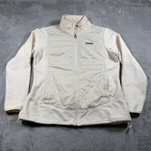 Columbia Jacket Womens XL White Omni-Heat Thermal Fleece Lined Quilted Full Zip